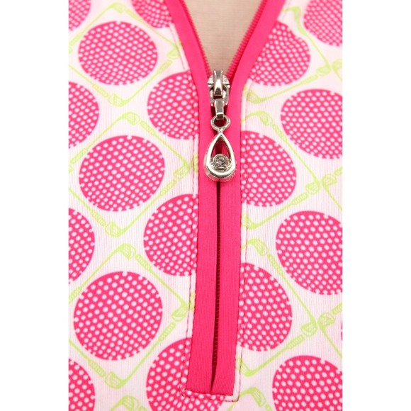 San Soleil 1/4 zip Top womens Small Pink Golf Ball Print UPF 50 Long Sleeves - Picture 2 of 9